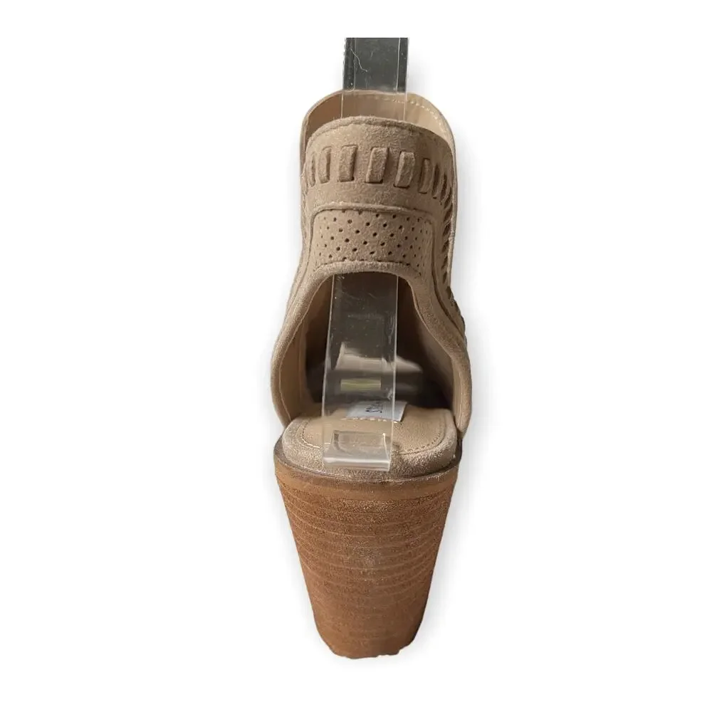 Steven Madden Ankle Boots Marco Suede Perforated Open Toe Sling Back Sandals 6.5